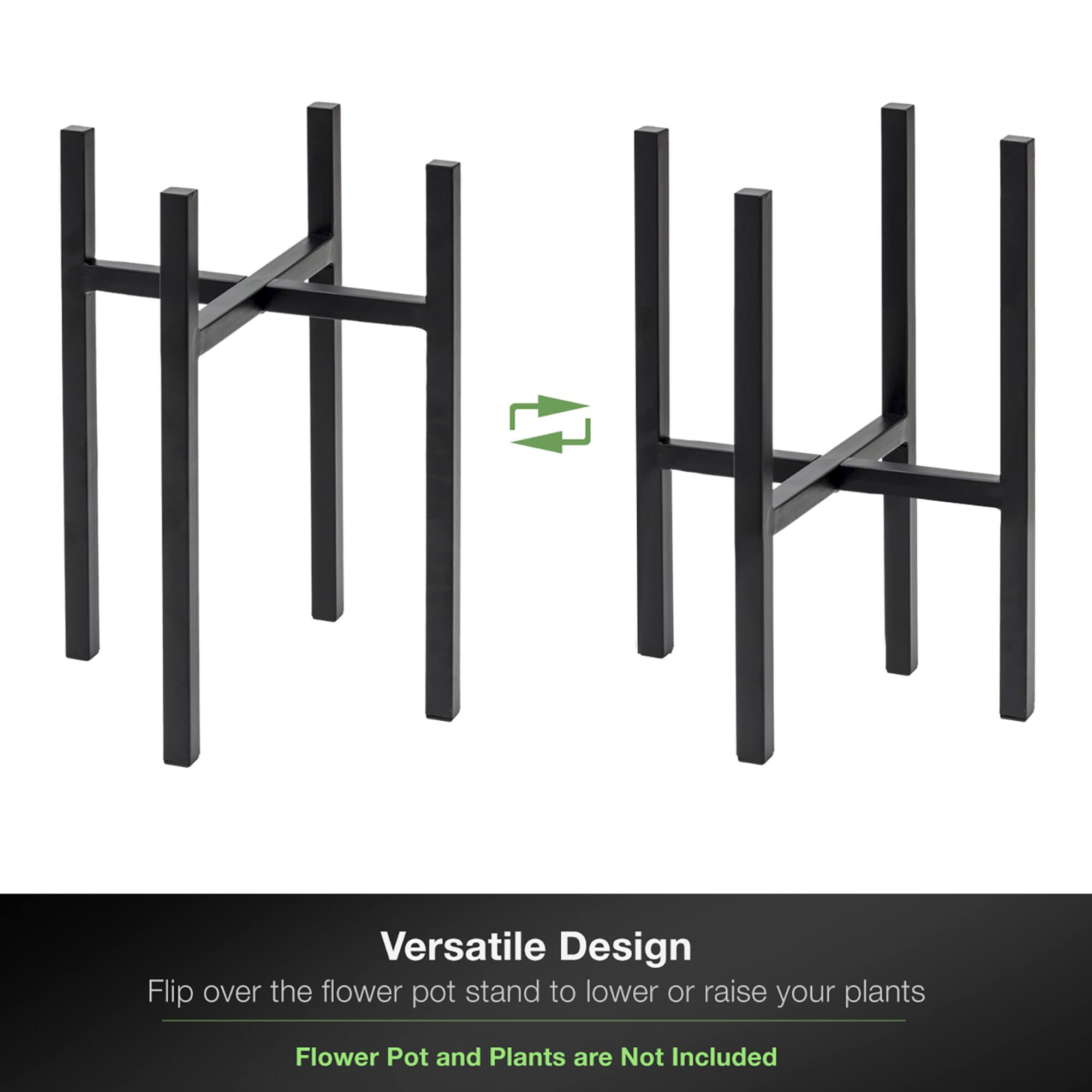Sorbus 10" Black Mid Century Style Plant Stand